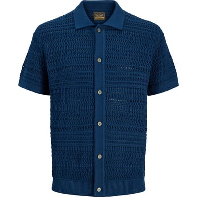 modern fit vrijetijdsoverhemd in tricotlook met knoopsluiting