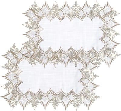 Dailygoods- Tafelkleed 2 Stuks - Rechthoekig 35 x 50 cm - Polyester met Kant - Afwasbaar - Elegant Design - Voor Diverse Gelegenheden - Tafellaken