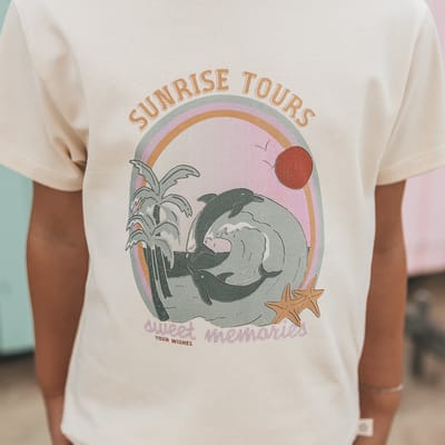 Sunrise Tours Shortsleeve Off White Meisjes T-shirt – Your Wishes 122