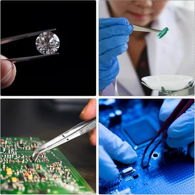 Precisie Tweezer - Pincet Handwerk - Precisiewerk - Antistatisch Roestvrij Staal - 123 mm - Zilver