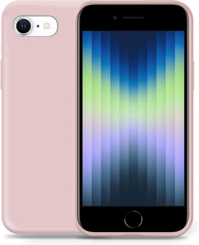 Geschikt voor iPhone SE 2022 Hoesje - Suède Back Cover Case Rose