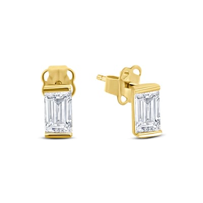 New Bling 9NBSAM-G230251 Gouden Oorknopjes met Zirkona - Baquette - 5,7x3mm - 14 Karaat - Goud