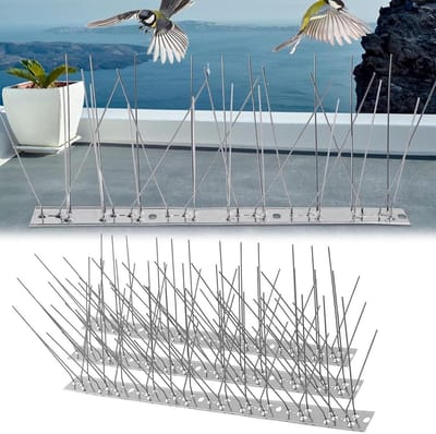 Vogelspikes voor duiven en kleine vogels - set van 3 stuks - roestvrijstalen basis - vogelafweer - anti-kraaien - vogelverdediging