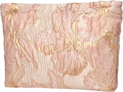 Stijlvolle Roze-Gouden Bloemen Make-up Tas - Draagbare Multifunctionele Reis Cosmetica Pouch met Rits en Portemonnee voor Cosmetica en Reizen
