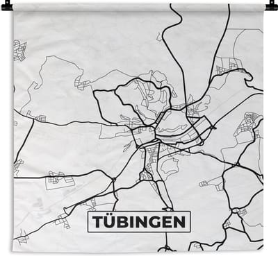 Wandkleed - Wanddoek - Plattegrond - Kaart - Tübingen - Stadskaart - 180x180 cm - Wandtapijt