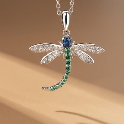 Huitan Mode Libel Vormige Hanger Ketting voor Vrouwen Ingelegd met Kleurrijke Kubieke Zirconia Prachtige Meisjes Sieraden Feest Cadeaus 45cm brown