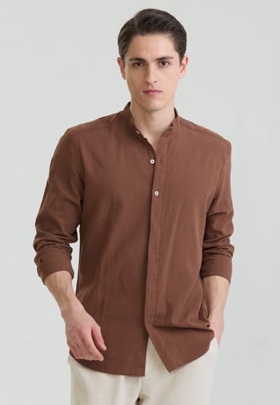Felix Hardy Overhemd - Overhemden - Katoen Linnen Heren Bruin - 2Xl