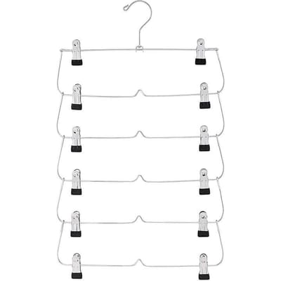 Cintres à jupes à 6 niveaux avec pinces Gain de place pour pantalons Multi-en-un Vêtements avec pince Plusieurs cintres pour pantalons Pour placard white