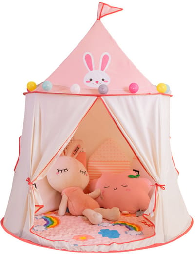Tent voor peuters - Draagbare pop-up tent - Kegelvormige tent - Tent in prinsessen-/prinsenkasteelstijl - Speelhuisje voor binnen en buiten - Verjaardagscadeau voor jongens en meisjes - 116*116*130 cm - Stijl 2