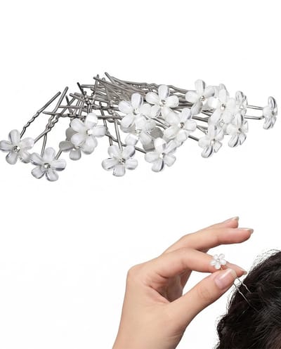 Dailygoods - Set van 20 Haarspelden voor Bruiloft - Bloemen en Strasssteentjes