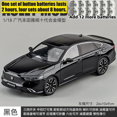 1:18 Honda Accord 10e Generatie Sport Sedan Legering Metaal Diecast Modelauto Huisdecoratie Bureau Display Ornament Simulatie Cadeaus