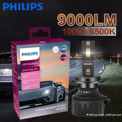 Philips Ultinon Rally 3551 LED H4 H7 H11 HB3/4 9006 9005 HIR2 Autokoplamp 6500K Wit Max Vermogen 50W Max Lumen 4500lm LED Lampen