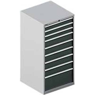 Schäfer Shop Select Ladekast  36-36, 9 schuifladen, tot 75 kg, B 717 x D 725 x H 1450 mm, blank aluminium/antracietgrijs