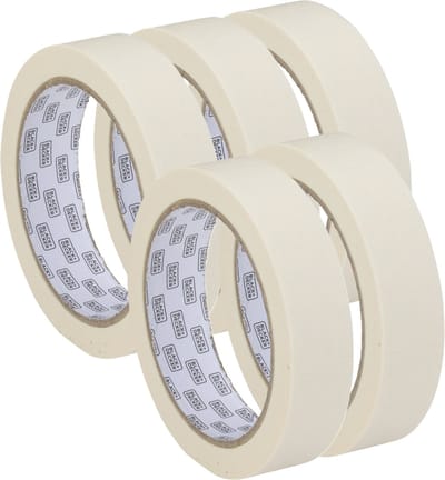 Kinzo Afplaktape/schilderstape - 5x - wit - 25mm x 25m - voor binnen/buiten