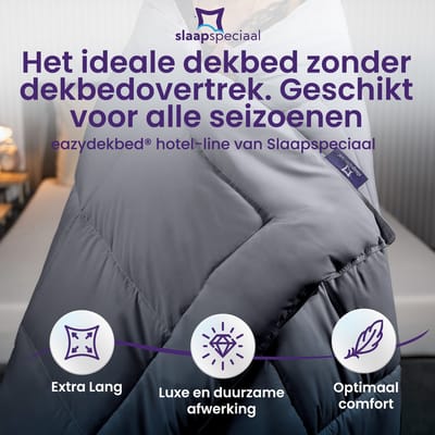 Slaapspeciaal eazydekbed 140x220 cm Grijs Met Kussensloop – Wasbaar Hoesloos Dekbed Zonder Overtrek – Inclusief Kussensloop – All Year Dekbed – Extra Lang – Anti Allergisch – Perfect Voor Elke Seizoen