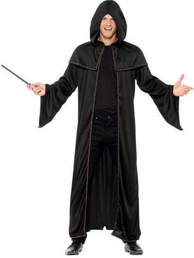 Smiffys - Wizard Cloak Cape - Zwart