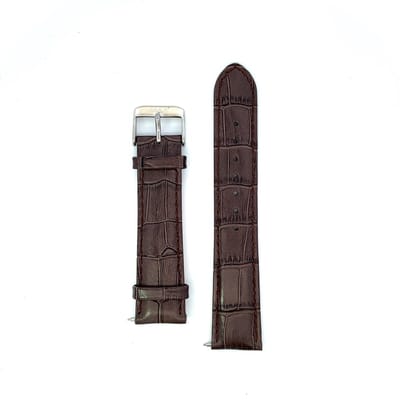 Max Watch 5-MX004 Leren Horlogeband 20mm - 20cm Totaallengte - Gesp - Zilverkleurig - Donker Bruin