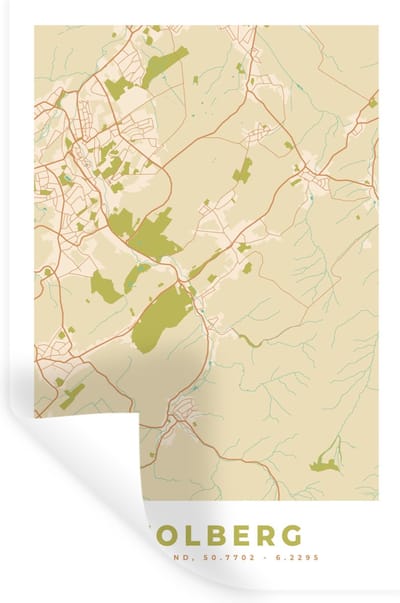 Muurstickers - Sticker Folie - Stolberg - Plattegrond - Vintage - Kaart - Stadskaart - 20x30 cm - Plakfolie - Muurstickers Kinderkamer - Zelfklevend Behang - Zelfklevend behangpapier - Stickerfolie