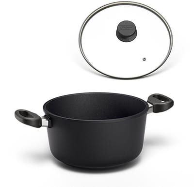 Hoffmann STONIQ kookpan - Ø 28 cm - 6,0 liter - PFAS-vrij - Vaatwasserbestendig - Twee zijgrepen - Met glazen deksel - Gemaakt in Duitsland