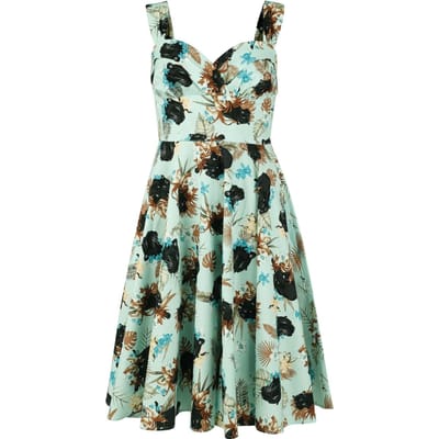 Hell Bunny - Rockabilly Midi-jurk - Panther Dress - XS tot XXL - voor Vrouwen - blauw