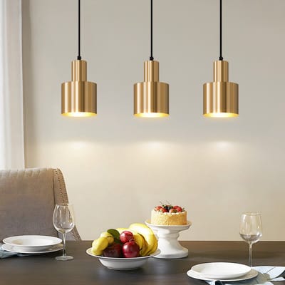 NETTLIFE Hanglamp - Goud - 3-Lichts - E27 Fitting - Vintage - Eetkamerlamp - voor Eettafel | Slaapkamer | Woonkamer - Zonder Lampen