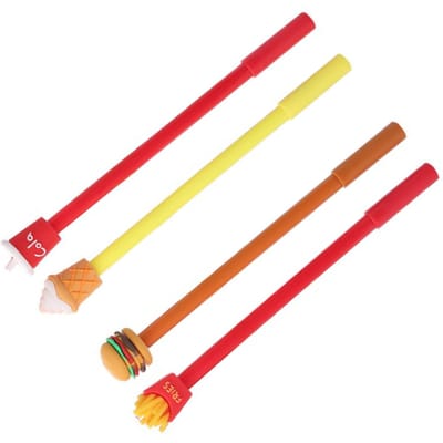 60 Stuks Cartoon Gelpen Frietjes Cola Hamburger IJsje Schattige Niet-giftige Gel Inkt Pen 0.5mm