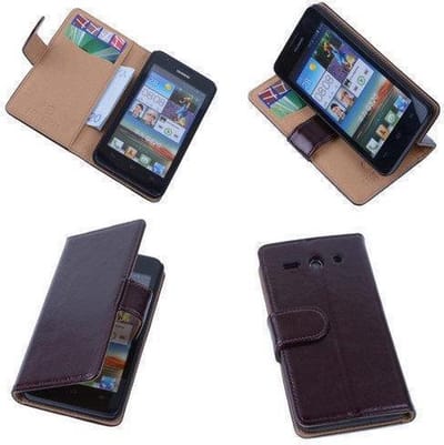 PU Leder Mocca Hoesje Huawei Ascend Y330 Book/Wallet Case/Cover