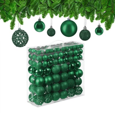 kerstballen - set van 150 - mat - glanzend - glitters - plastic - ∅ 3, 4, 6 cm - donkergroen