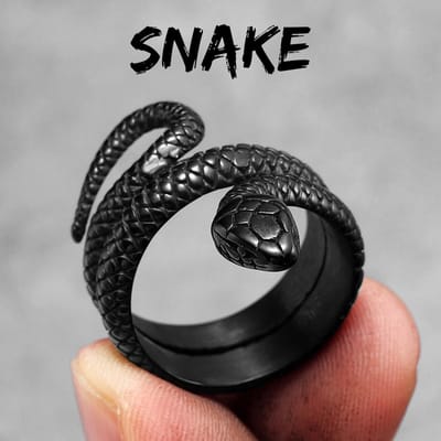 Gouden Slang Dier Roestvrij Staal Heren Ringen Punk Hip Hop Uniek Trendy Voor Mannelijke Vriend Sieraden Creativiteit Cadeau 11 black