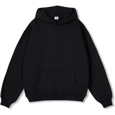 350G Velvet Hoodie voor Heren Effen Kleur Losse Verdikte Jas S black