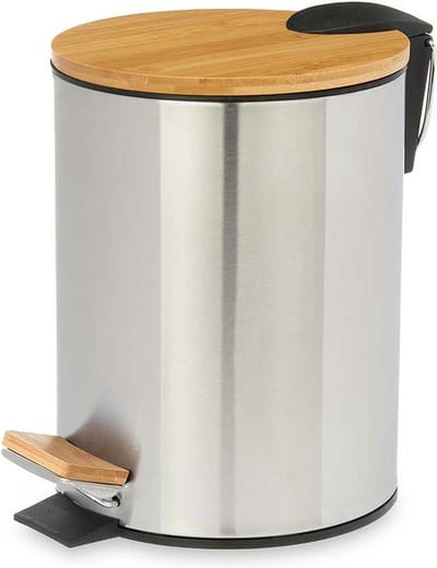 Berilo Pedaalemmer Steel - softclose - 3L - zilver/beige - D17 x H23 cm - prullenbak voor badkamer