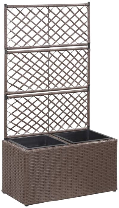 Plantenbak met klimrek - Bloembak - Weerbestendig - Met trellis - Buiten - Plantenrek - Bruin