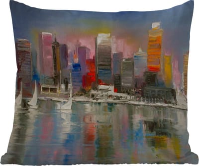 Sierkussen Buiten - Schilderij - Olieverf - Skyline - Water - 60x60 cm - Weerbestendig