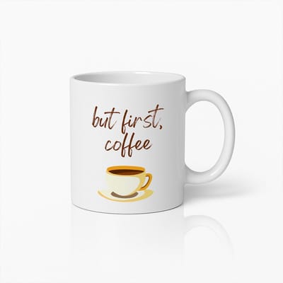 330ml Elegante "Maar Eerst Koffie" Mok met Koffiekopje Design – Perfecte Keramische Cadeau voor Koffieliefhebbers