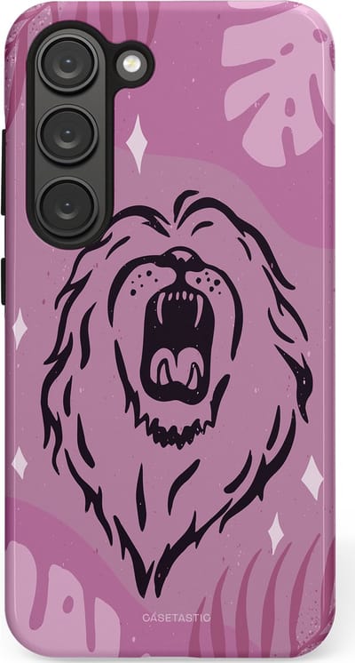 Casetastic hoesje geschikt voor Samsung Galaxy S23 - Dubbellaagse bescherming - Trots en vurig - Fashion Case - Lila Lichtroze Donkergrijs