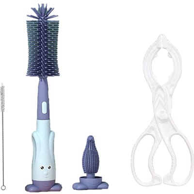 Babyfles Reinigingsborstel Set met Flessenclip Veilig Voedselkwaliteit Siliconen Geurloos Milieuvriendelijk blauw