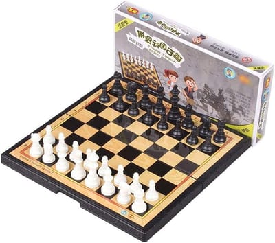 Schaakspel - Schaakbord Reisspel - Mentale Training - Magnetische Stukken - 20cm - Zwart