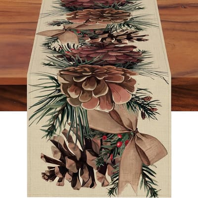 Tafelloper 40 x 140 cm - Groene dennennaalden - Kerstthema - Creëer een feestelijke sfeer - ShopVlot