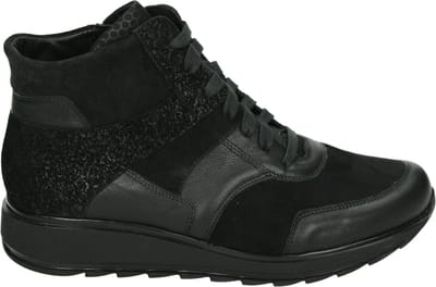 Durea - 9745 H - Hoge sneakersVeterbootsDames veterschoenenDames sneakersHalf-hoge schoenen - Kleur: Zwart - Maat: 36