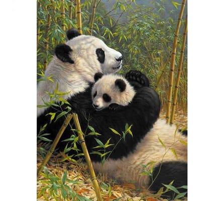 DIY diamant borduurwerk schattige panda 5D Diamond schilderij Strass mozaïek Home Decor 20X30CM black