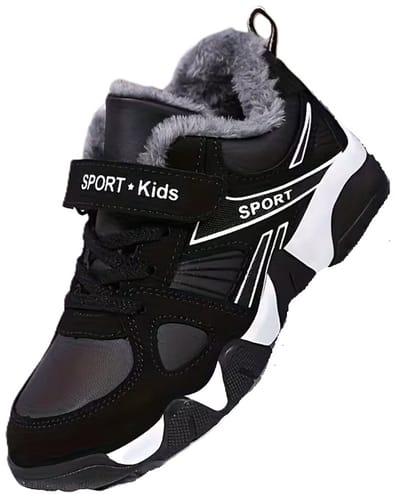 Fleece gevoerde sneakers - klittenband - sportschoenen - zwart - wit - maat 32