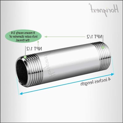 Roestvrijstalen Pijpnippel - Verlengstuk Connector - Leidingen Uitbreiden - Corrosiebestendig - NPT 1/2 x 4 inch - Zilver