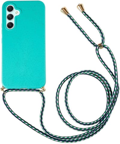 Coverup Hoesje - Geschikt voor Samsung Galaxy A14 Hoesje - Coverup TPU Back Cover met Koord - Biologisch Afbreekbaar - Cyan