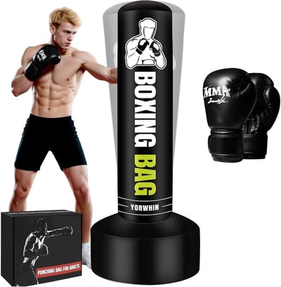Thijox - Staande Bokszak voor Volwassenen 178 cm - Opblaasbare Bokszak voor Kickboxen, MMA, Muay Thai, Fitness, Trainingsaccessoire, Thuisgebruik, Spo