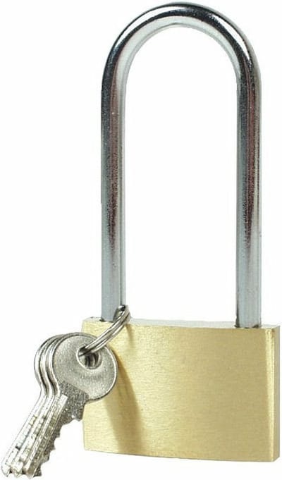 Bruder Mannesmann Hangslot met 3 sleutels - 40 mm - messing - 63 mm beugel - kofferslot