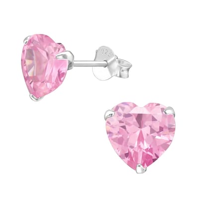 Montebello Oorbellen Elsie Pink - 925 Zilver E-Coating - Hart - Ø8mm