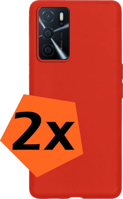 Hoes - 2 Stuks - Geschikt voor OPPO A16 - Sterk & Shockproof - Case Siliconen - Back Cover - Telefoon Hoes - Rood