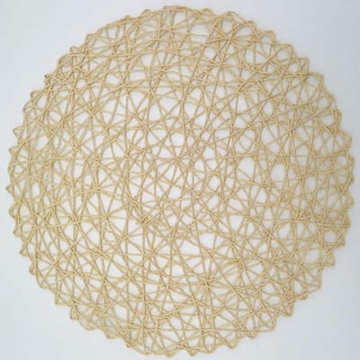 15 Inch Gehaakt Breien Ronde Geweven Placemats Papiervezel Tafel Placemats Hol Decoratieve Placemat Eetplaats Placemats Decor beige