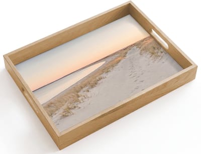 Dienblad hout 40x30 cm - Schootdienblad - Kustlijn - Horizon - Hek - Borrelplank rechthoek - Plateau dienbladen