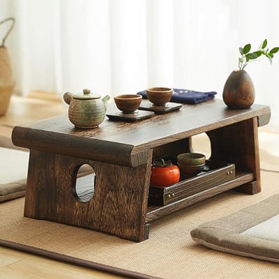 Japanse Stijl Tafel - Houten Salontafel - Multifunctioneel Gebruik - Vouwbaar Draagbaar Ontwerp - 60cm Breed